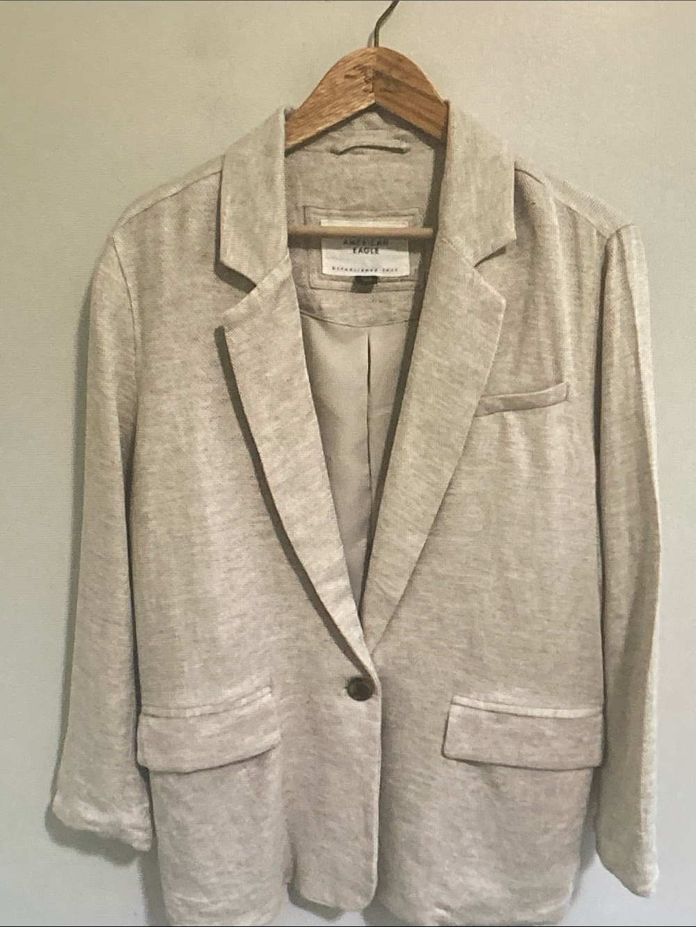American Eagle Outfitters Light Beige Single-Button Blazer
